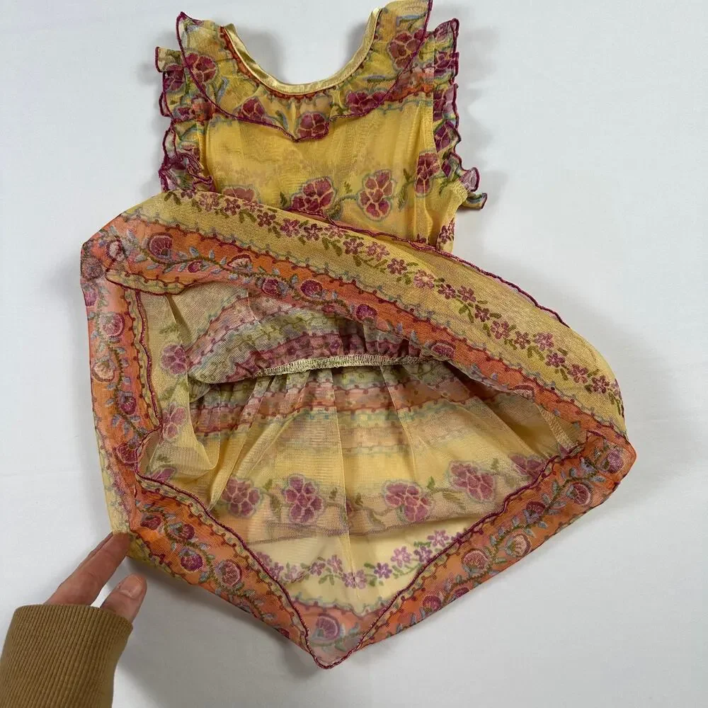 Sheer Swim Suit Cover Up Ruffle Bodice Wrap Style Dress Sz 2T